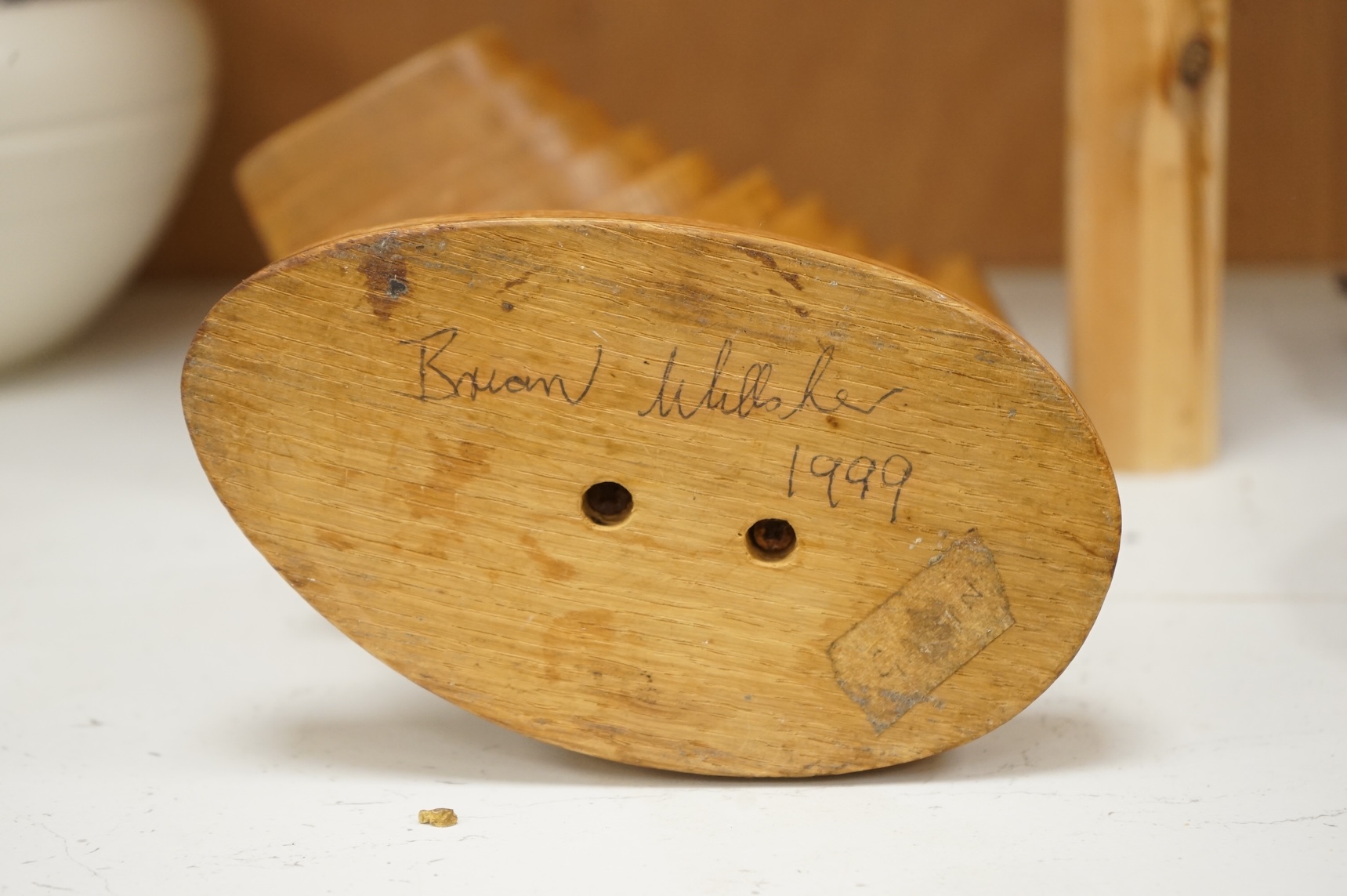 Brian Willsher (1930- 2010), modern wooden sculpture, signed and dated to the base 1999 in ballpoint pen, 38cm high